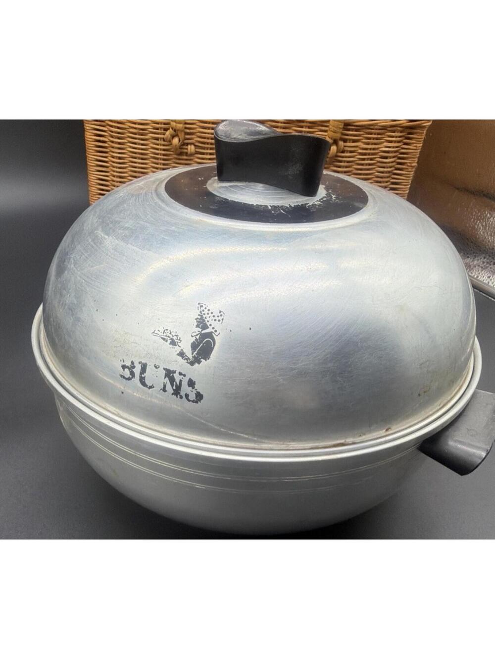 Vintage West Bend Aluminum Bun Warmer Steamer 3-Piece Set Stove Top Bread Rolls